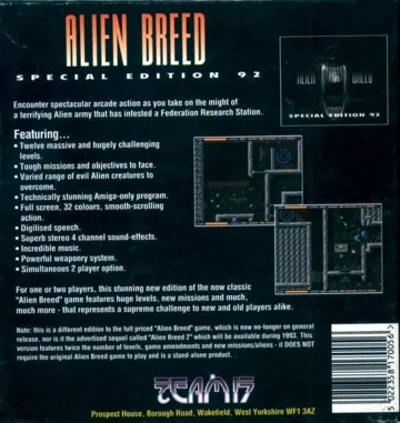 Alien Breed - Special Edition 92_Disk1 box cover back